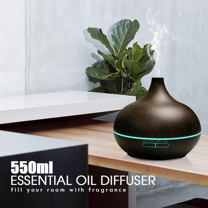 550ml Essential Oil Diffuser with Remote Control, 3 Timer Settings, Black