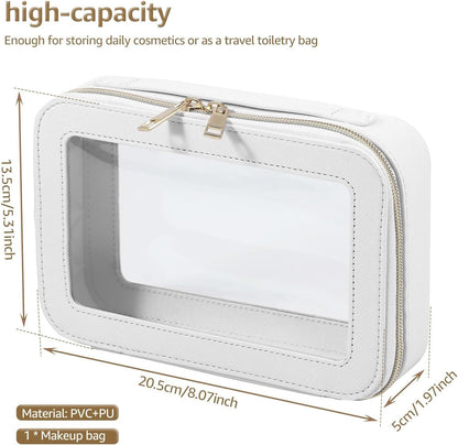 Clear Makeup Bags, Makeup Bag Clear, Makeup Bags Clear, Multifunctional Makeup Organizer, Waterproof Travel Makeup Bag, Transparent Makeup Bag, Zippered Cosmetic Bag for Women, beige, Please refer to
