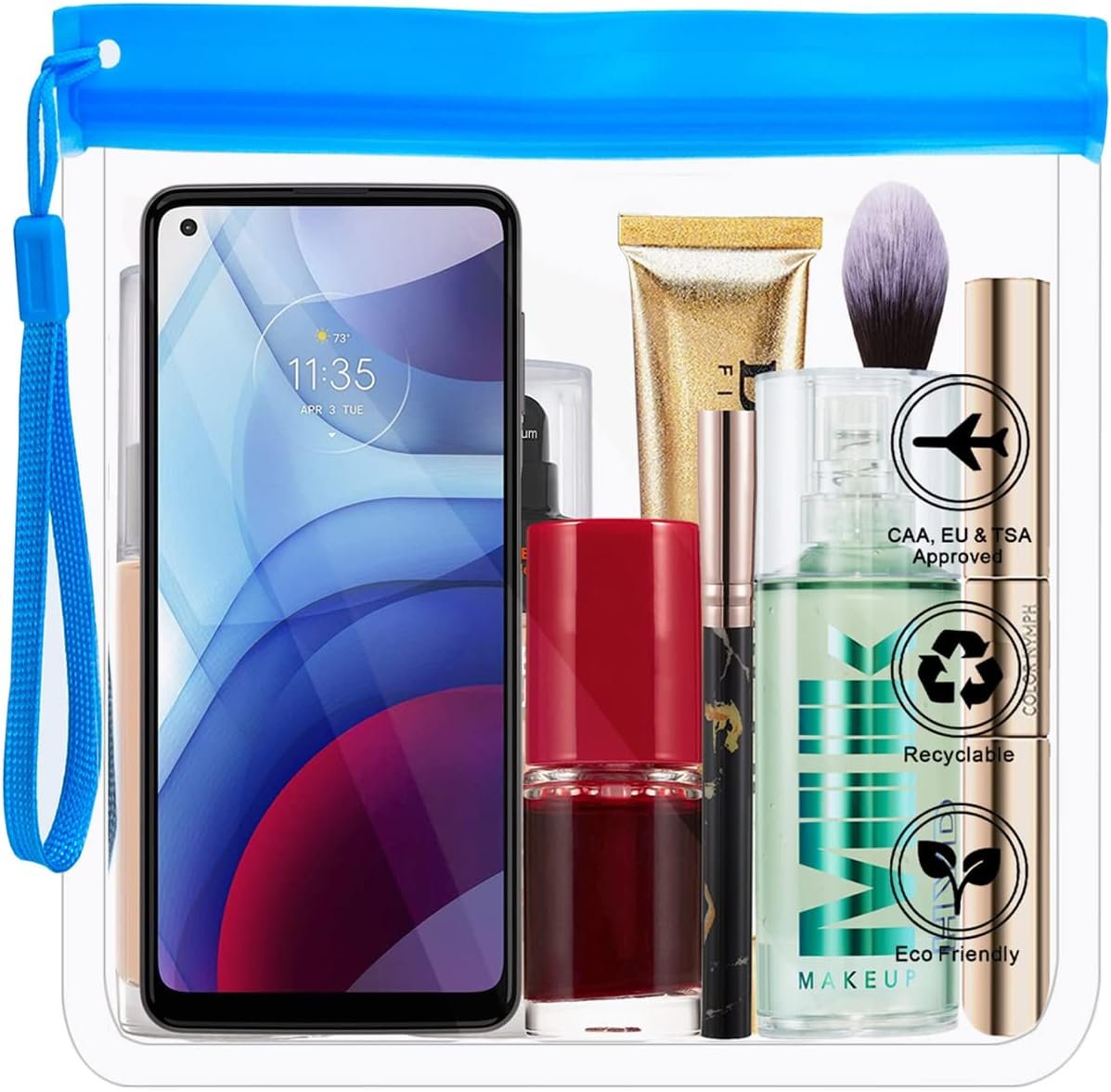 Clear Travel Toiletry Bag - Airport Security Liquids Bags, Airport Liquid Bag 20 x 20cm TSA Approved, Travel Accessories Makeup Bags Holiday Essentials Luggage for Men Women, 4pcs Black/Grey, 20cm by