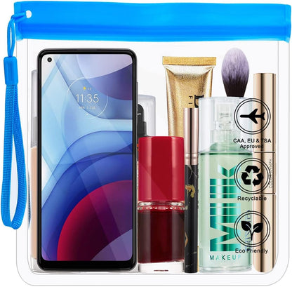 Clear Travel Toiletry Bag - Airport Security Liquids Bags, Airport Liquid Bag 20 x 20cm TSA Approved, Travel Accessories Makeup Bags Holiday Essentials Luggage for Men Women, 4pcs Black/Grey, 20cm by