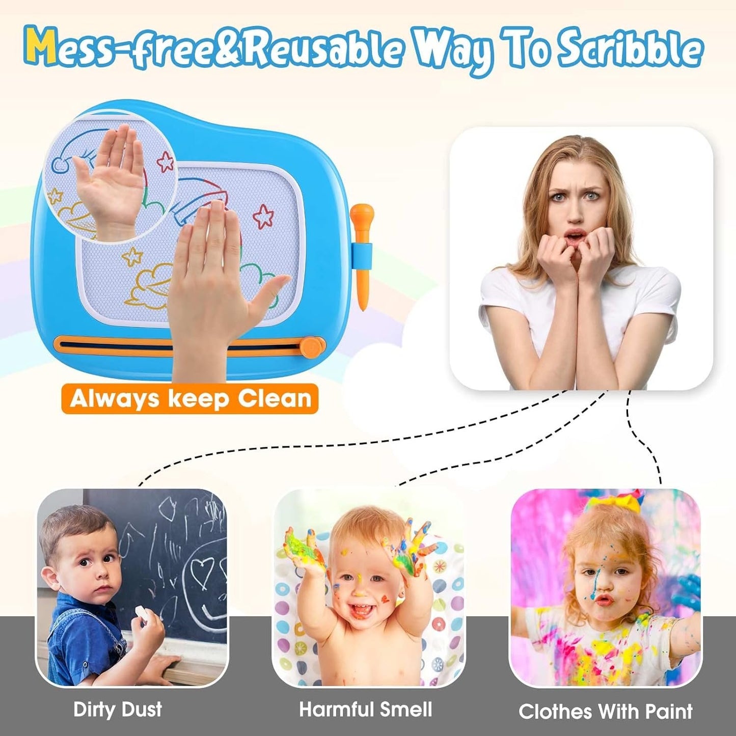 Smasiagon Toddler Toys 1-2 Year Old Boys - Magnetic Drawing Doodle Board for Kids - Learning Educational Toys for 1 2 3 Year Old Baby Boy Birthday (Blue)