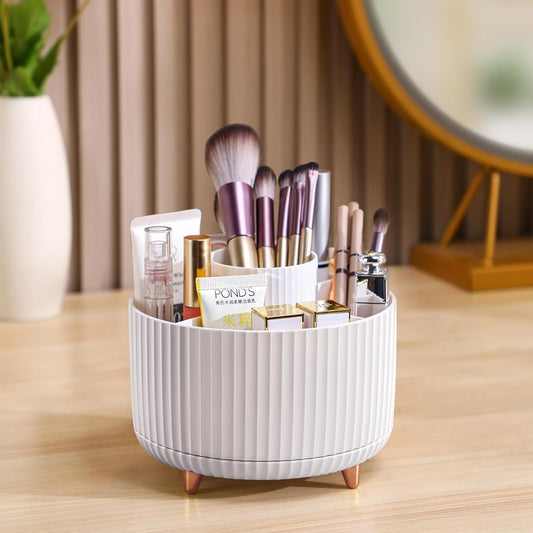 funest Makeup Brush Holder Organizer,360° Rotating Pencil Pen Holder Cup,Desk Accessories,5 Slot Make up Brushes Cup,for Storage Stand for Cosmetics Painting Pen Eyeliner or on The Vanity