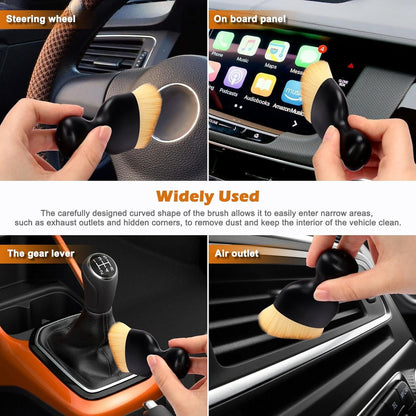 Car Interior Detailing Brush, 2PCS Car Interior Cleaning Soft Brush, Curved Design Car Cleaning Brush Dust Collectors, Car Interior Cleaning Tool Brush with Cover