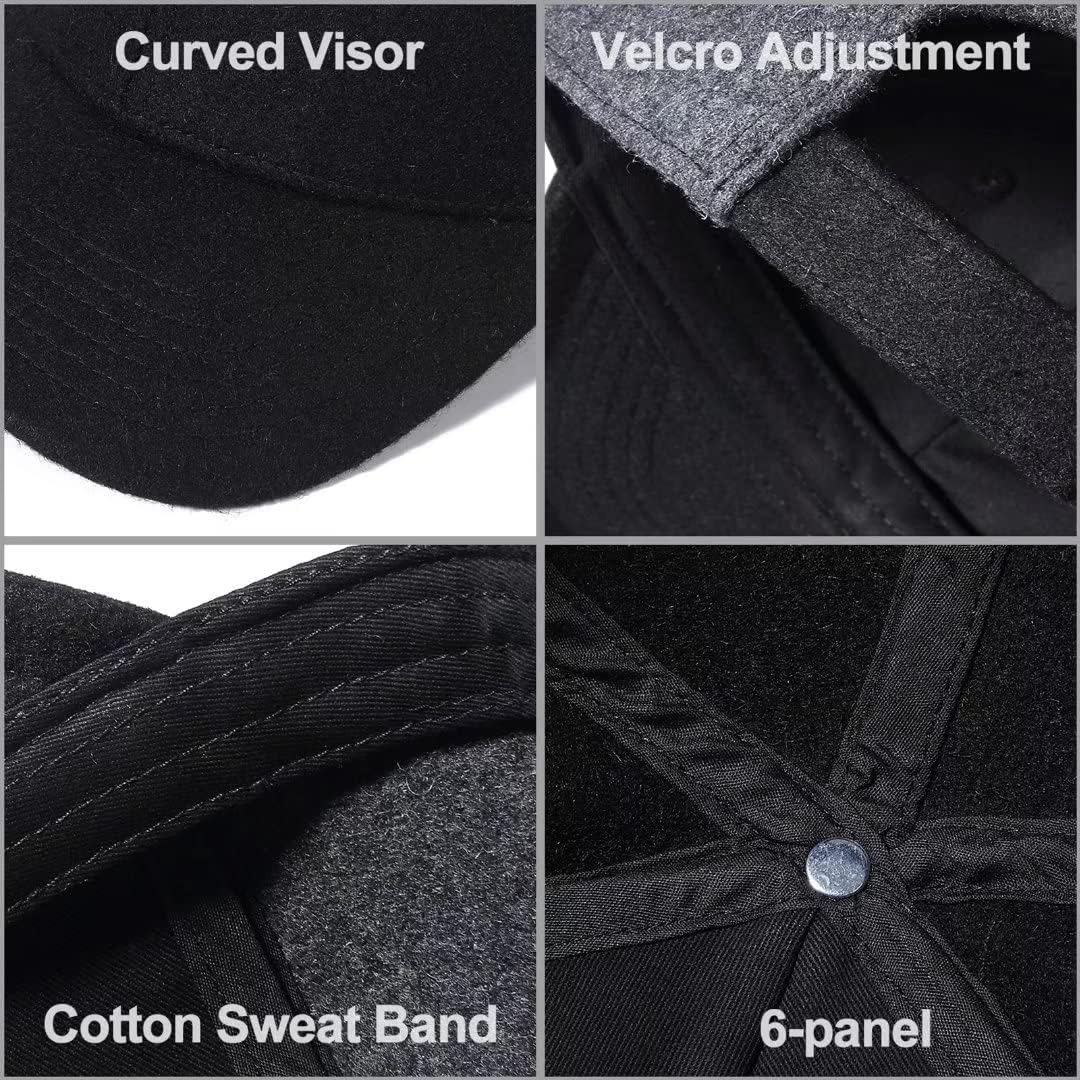 GADIEMKENSD Caps for Baseball Wool Fabric Structured Hat Autumn Winter Unisex