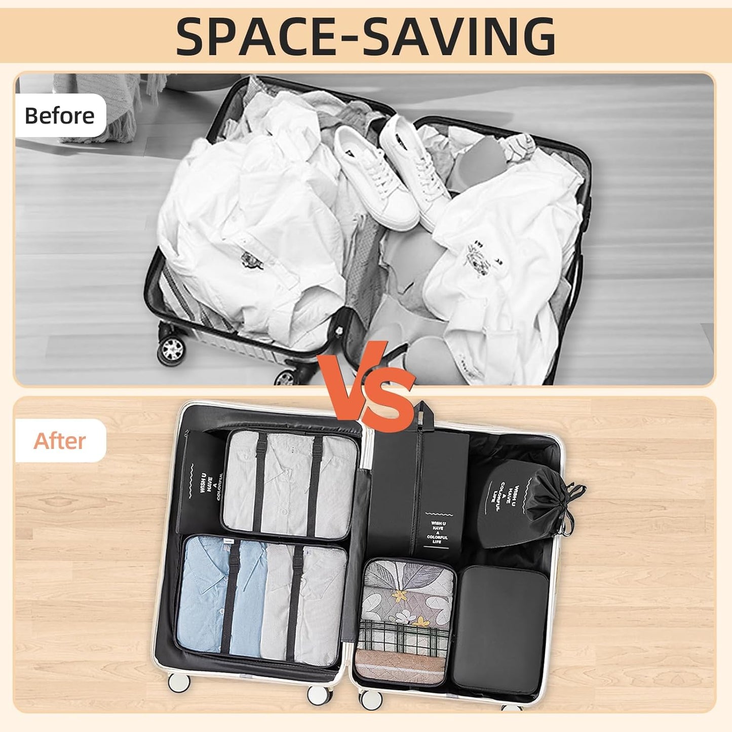 10 Piece Space-Saving Suitcase Organizer, Travel Suitcase, Packing Cubes for Cosmetics, Underwear, Clothes, Bags, Shoes, Travel Useful Accessories