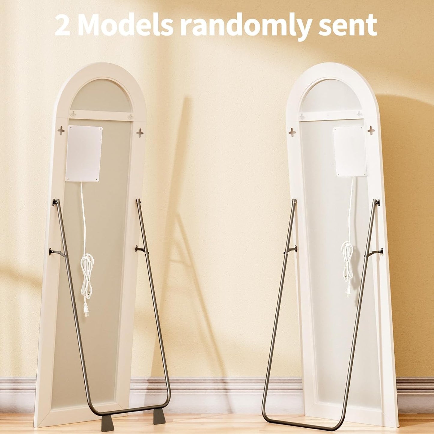 Koonmi Arched LED Full Length Mirror 20" x 56" Wall Mounted/Standing Full Body Mirror with Dimmable & 3 Color Lighting, Aluminum Alloy Frame, Tempered Glass, Safe to Use, for Bedroom/Cloakroom