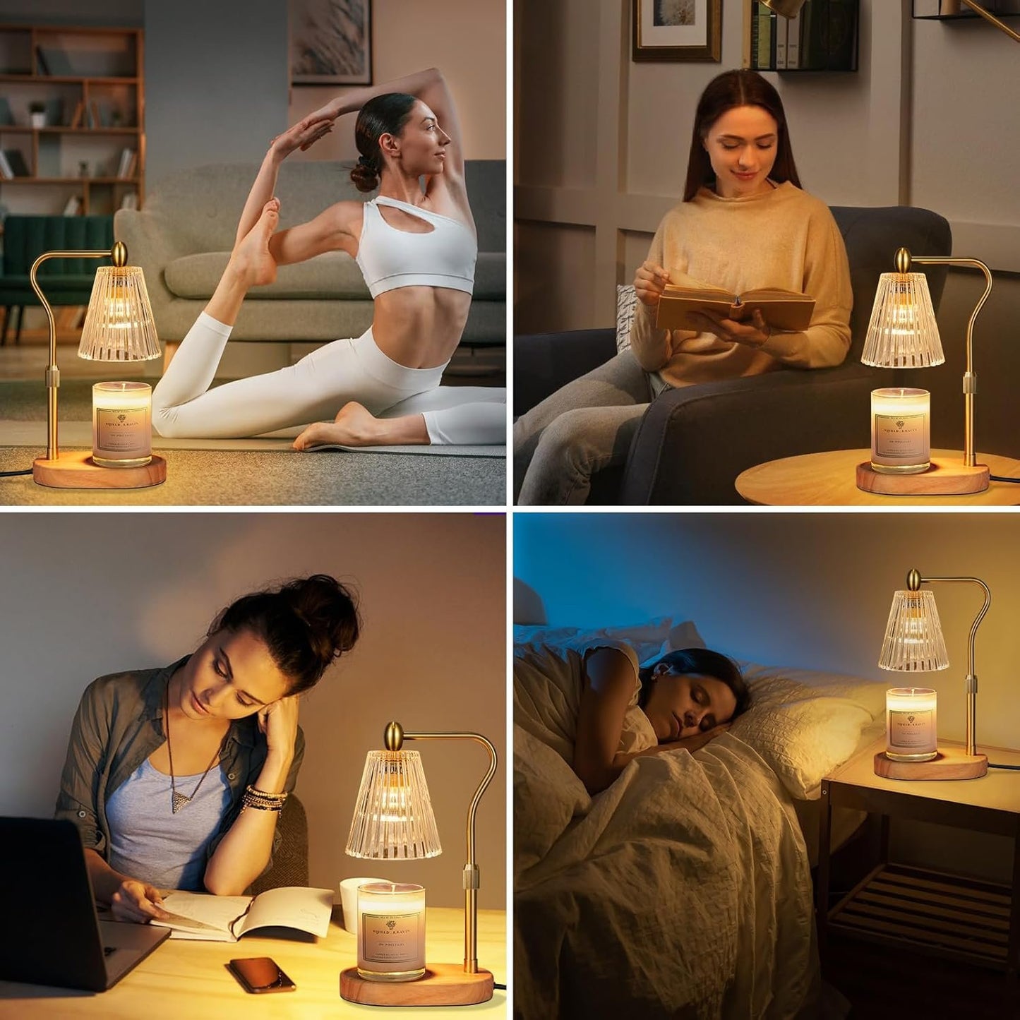 Candle Warmer Lamp with Timer and Dimmer Adjustable Height, Candle Warmer with 2 Bulbs for Scented Jar Candles Home Decor Christmas Gifts
