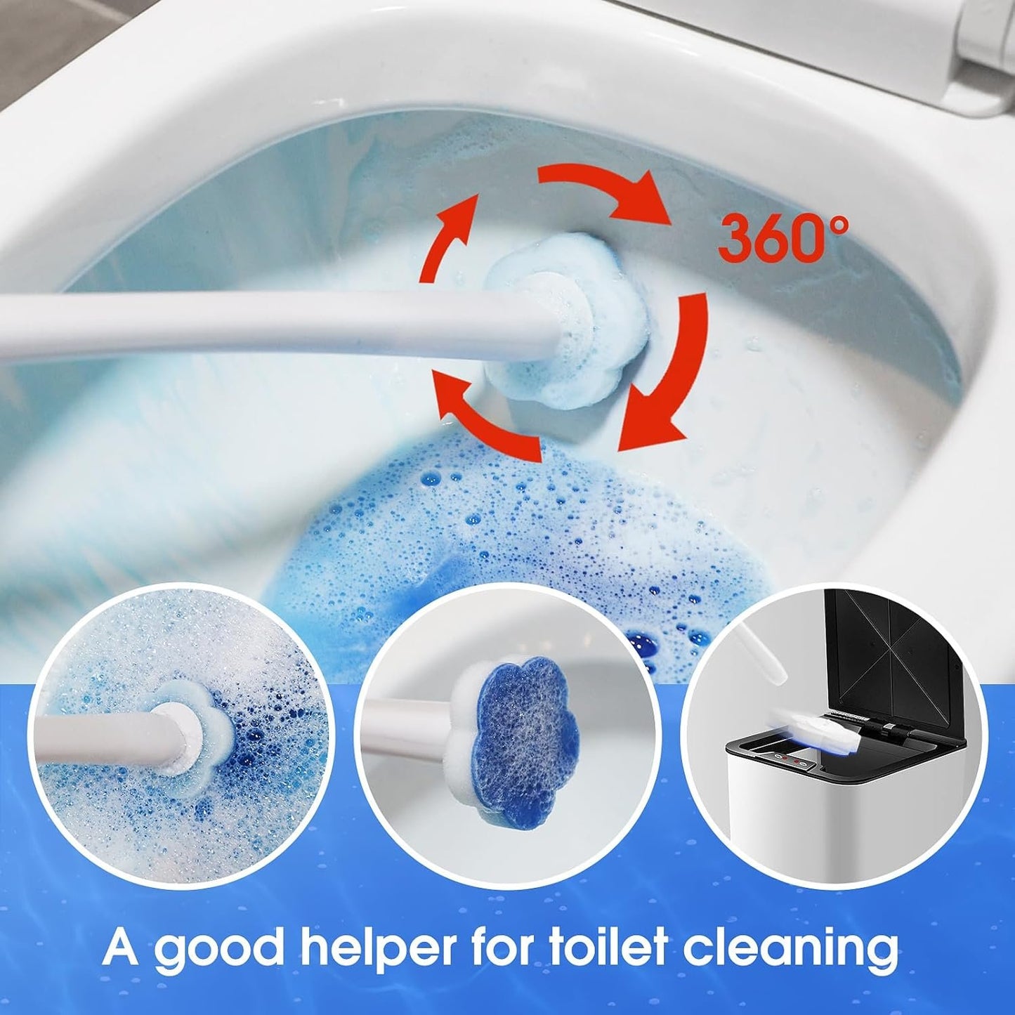 Topo Bear Disposable Brush Holder Set with 40 Refills Disposable Cleaning System for Bathroom
