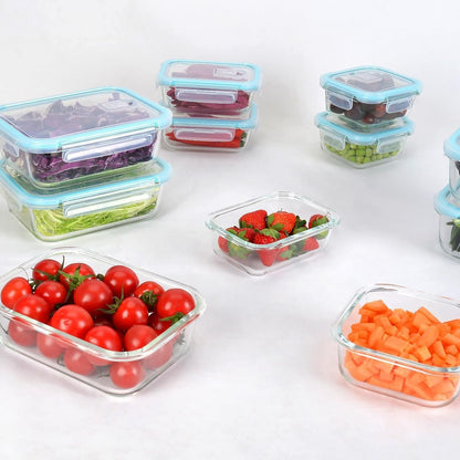Anshine 18pack Glass Food Storage Containersï¼ŒAirtight Glass Meal Prep Containers With Lids, BPA Free & Leak Proof Lunch Box Safe for Microwave, Freezer, Dishwasher Kitchen Storage