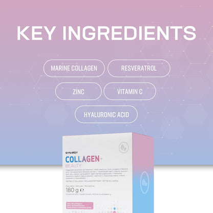 Synergy Worldwide Collagen+ Beauty 180g | 5000mg Marine Collagen | Hyaluronic Acid, Resveratrol, Vitamin C and Zinc | Skin, Hair, Nails and Joints | 30 Servings