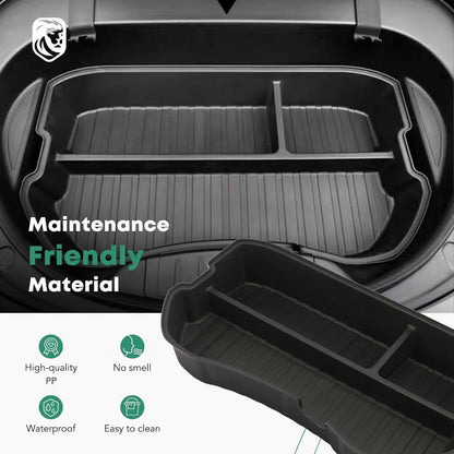 YHTAUTO Front Trunk Organizer Compatible with Tesla Model 3 2021 2022 2023 Accessories, Waterproof Frunk Storage Bins Organizer Front Trunk Storage Box - Black