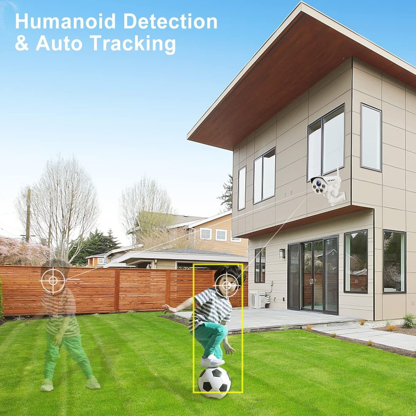 GENBOLT PTZ WiFi Security Camera Outdoor, Wireless Home Surveillance IP Camera with PoE, Pan Tilt 20X Hybrid Zoom Auto Focus CCTV Cameras, Humanoid Tracking Alarm Loop Recording with Audio [2.4/5Ghz]