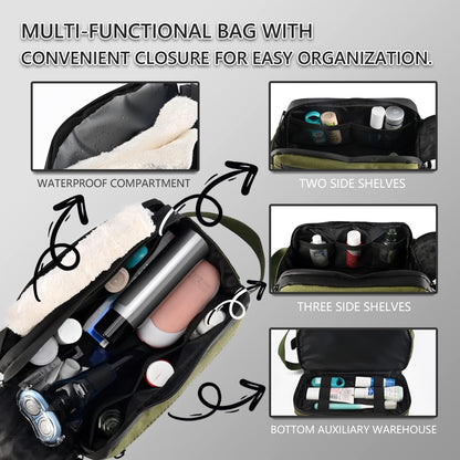 Dinictis Toiletry Bag For Men, Travel Toiletry Bag, Shower Bag, Hygiene Bag, Dopp Kit, Shaving Kit, Small Tactical Bag, EDC Military Molle Pouch, Jungle Green, Military