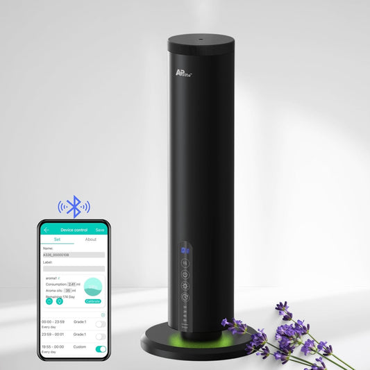 Apelite Aroma Diffuser, Waterless Essential Oil Diffuser,120ml, Bluetooth Touch Control, Aluminium, Tabletop Essential Oil Diffuser, Twin Fluid Nebulization, 160h per Refill, for Home, Office
