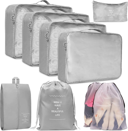 9 Set of Waterproof Packing Cube, Space-Saving Suitcases, Separators for Travel, Travel Organizer, Clothing Underwear Footwear Organizers Sacks Storage Suitcase Set