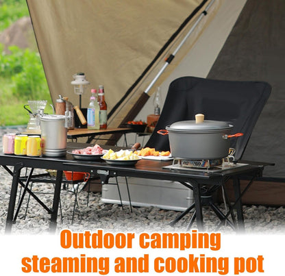 Camping Pot, Portable large Capacity Pan, Lightweight Boiling Steamer, Heat-Resistant Design, Durable Cookware Gear, Ideal for Backpacking, Hiking, Picnic, Outdoor Travel Cooking