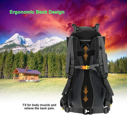 Mingzhe 50L Water Resistant Outdoor Sport Hiking Camping Travel Backpack Pack Mountaineering Climbing Backpacking Trekking Bag Knapsack with Rain Cover