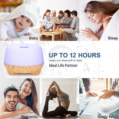 MARCHRED 500ML Aromatherapy Essential Oil Diffusers,Ultrasonic Cool Mist Aroma Diffuser Air Humidifier with Remote Control,7LED Light,4 Timer for Large Room, Home, Bedroom