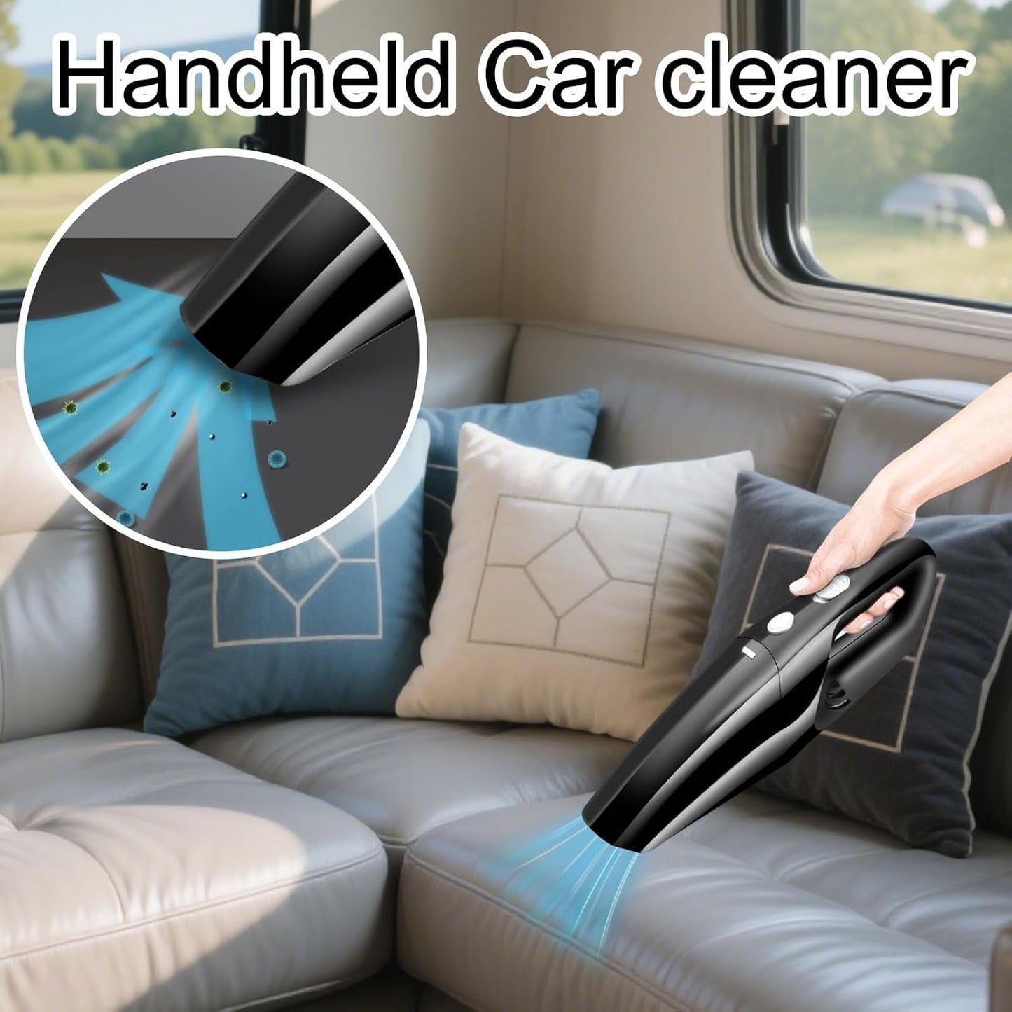 Generico Cordless Handheld Vacuum, Rechargeable Car Vacuum, 11.81x3.54in Portable Automobile Detailing Air Blower for Kitchen, Vehicle, Computer, Desktop Cleaning