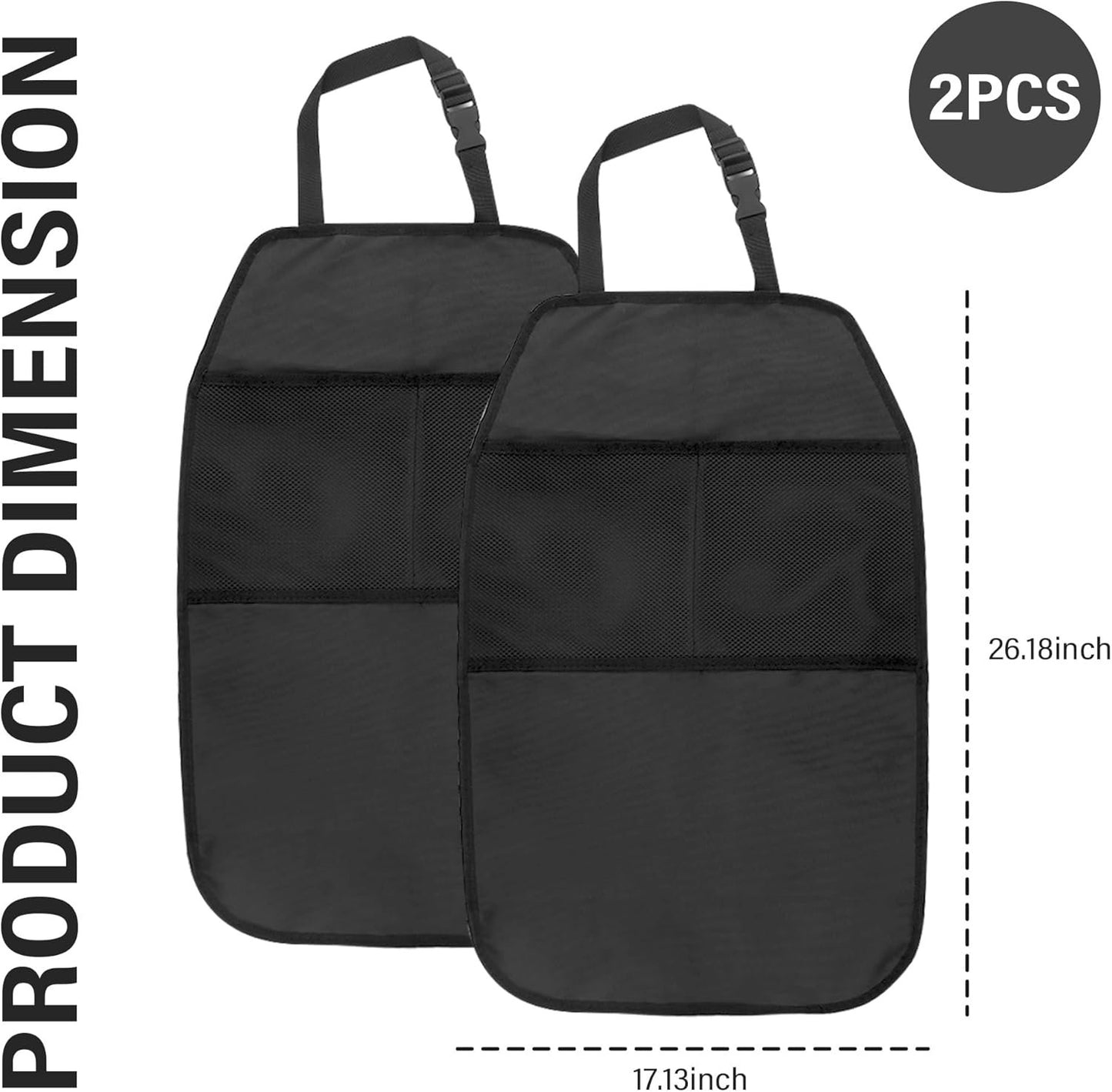 2PCS Car Seat Protector for Baby Carseat,Waterproof Kick Mats Back Seat Cover for Kids,Universal Car Back Seat Organizer Car Accessories Interior for Most Cars Trucks SUVs(Lanyard mounting)