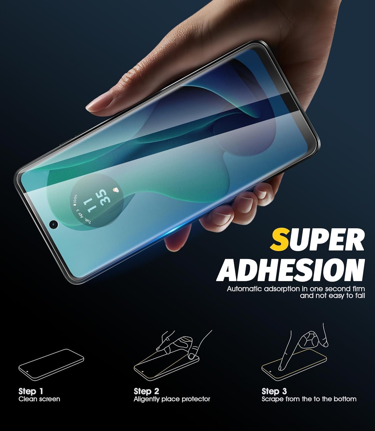 Generic (3 Pack) Tempered Glass Screen Protector Compatible for Motorola Moto G 5G 2024, Precise Front Camera Cutouts 2.5D Arc Edges High Definition Anti-Scratch Bubble-Free