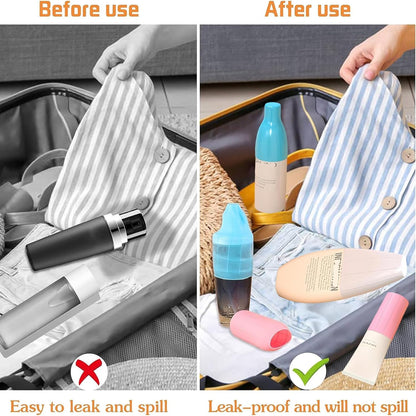 Leak Proofing Locks for Silicone Bottle Covers With Elastic-Sleeves - Travel Accessories for Luggage, Toiletries, Essentials for Women and Men
