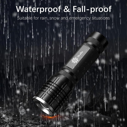 Skylla LED Flashlight 2 Pack,Bright high Lumens Tactical Flashlights with 5 Modes, Waterproof Zoomable Flash Light for Outdoor, Gifts for Student Dorm Camping Essentials Camper Gear