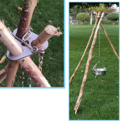 Necygoo Manual Auger Survival Tools Includes Hand Auger Wrench and Camping Tripod Board with Chain for Cookware Hanging Bushcraft Survival Settlers Tool