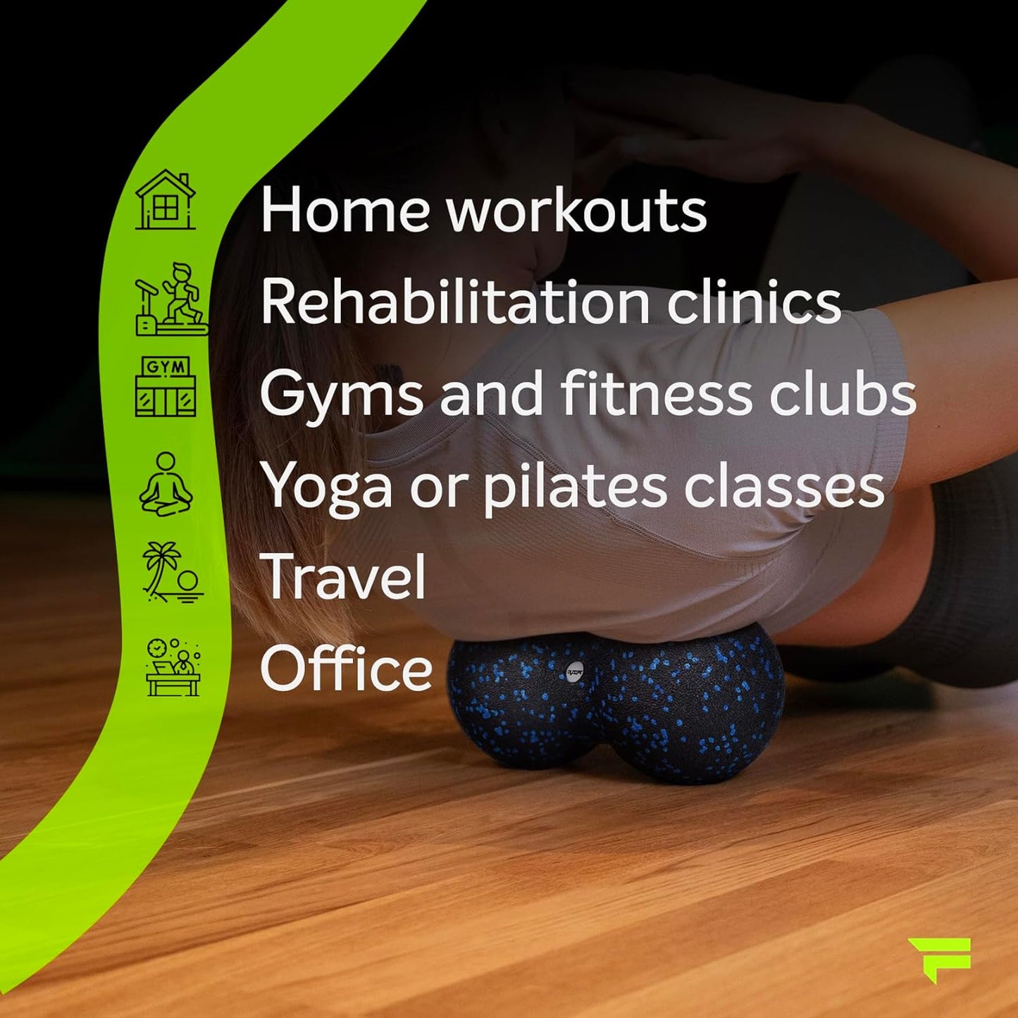 FIZYO Double EPP Massage Ball 24 x 12 cm - Large Muscle Massager for Back, Neck, Legs and Trigger Point, Physical Therapy, Yoga, CrossFit, Pilates, Recovery and Rehabilitation - Black, Blue