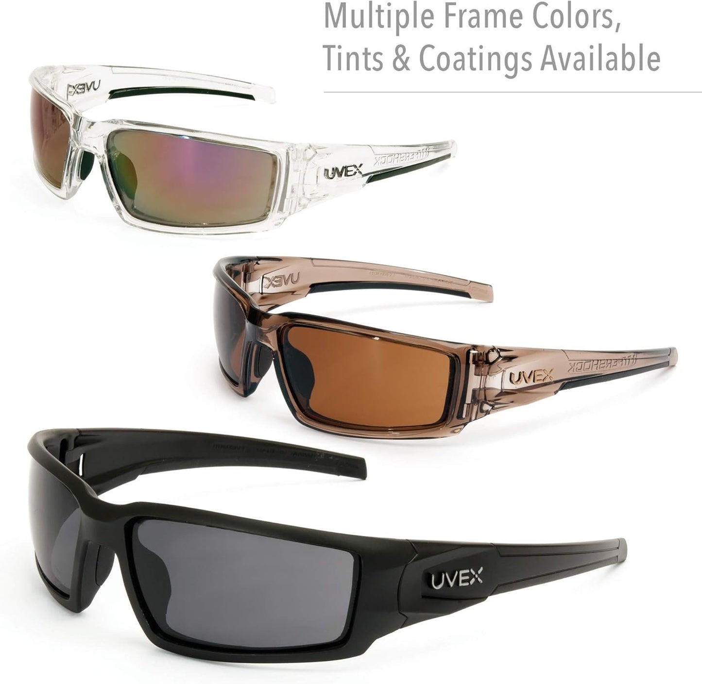 Uvex by Honeywell Hypershock Safety Glasses, Clear Frame with Clear Lens & HydroShield Anti-Fog Coating (S2970HS)