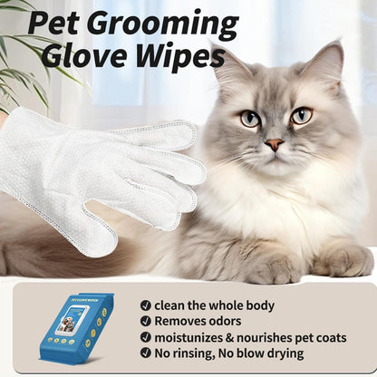 Pet Glove Wipes,Cat Bathing Wipes 20X | Comfortable Waterless Washer Brush for Daily Care, Washing Grooming Bathing, Paw Hygiene