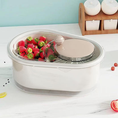 Veggie Spinner Bowl - Food Prep Tool, Salad Washing Basket | 32x24x14cm/12.6x9.45x5.51 inches Vegetable Rinse Device, Fruit Cleaning Container, Leafy Greens Dryer