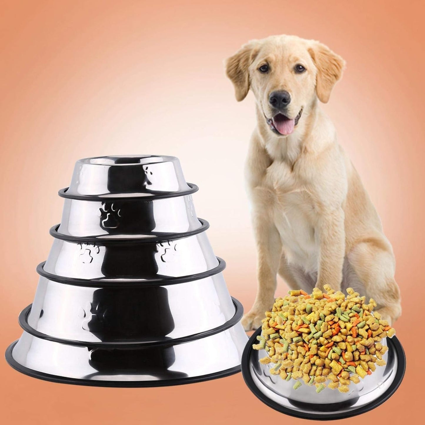 Cane che mangia Bwl, zampe antiscivolo Design in acciaio inossidabile per alimenti per animali domestici Strumento per l'alimentazione dell'alimentatore(30cm)