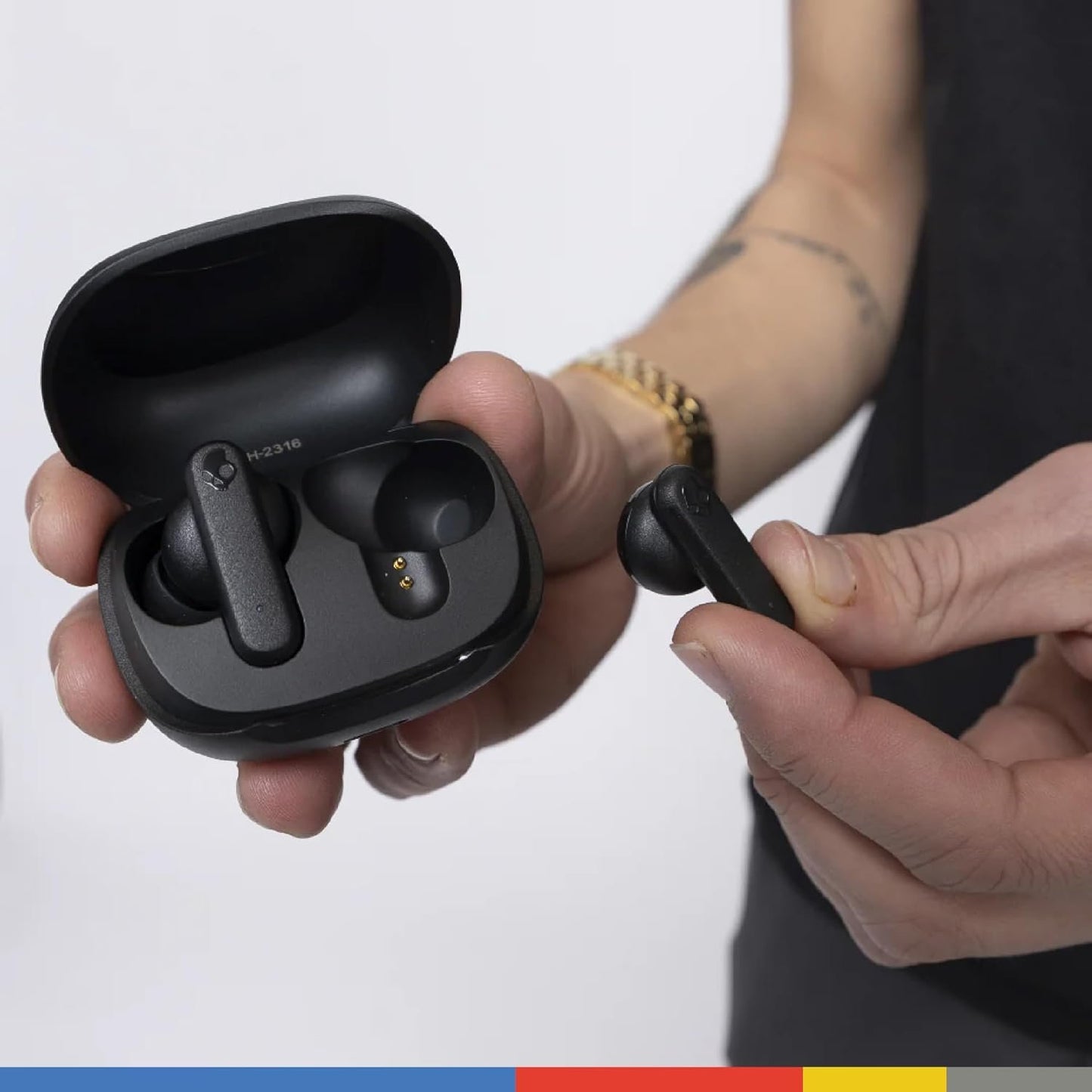 Skullcandy Smokin' Buds In-Ear Wireless Earbuds, 20 Hr Battery, 50% Renewable Plastics, Microphone, Works with iPhone Android and Bluetooth Devices - Black