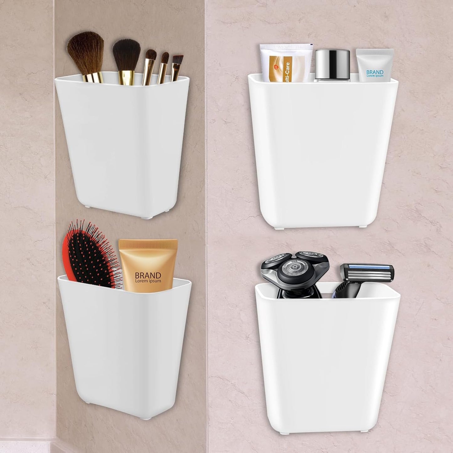 Collazoey 4 Pcs Wall Mounted Self Adhesive Storage Boxes Kitchen Cabinet Door Storage Box for Cabinet Bathroom Refrigerator Small Items Storage Box