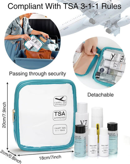 Relavel Travel Toiletry Bag for men women with Detachable TSA Approved Toiletry Bag, Compact Hanging toiletry bag with Small Carry On 3-1-1 Clear Waterproof Travel Bags for Toiletries, D-Blue, A Small