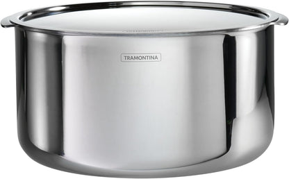 Tramontina Utsava 9.5-Quart Tri-Ply Clad Stainless Steel Tope with Lid, Patila Pot for Indian Cooking