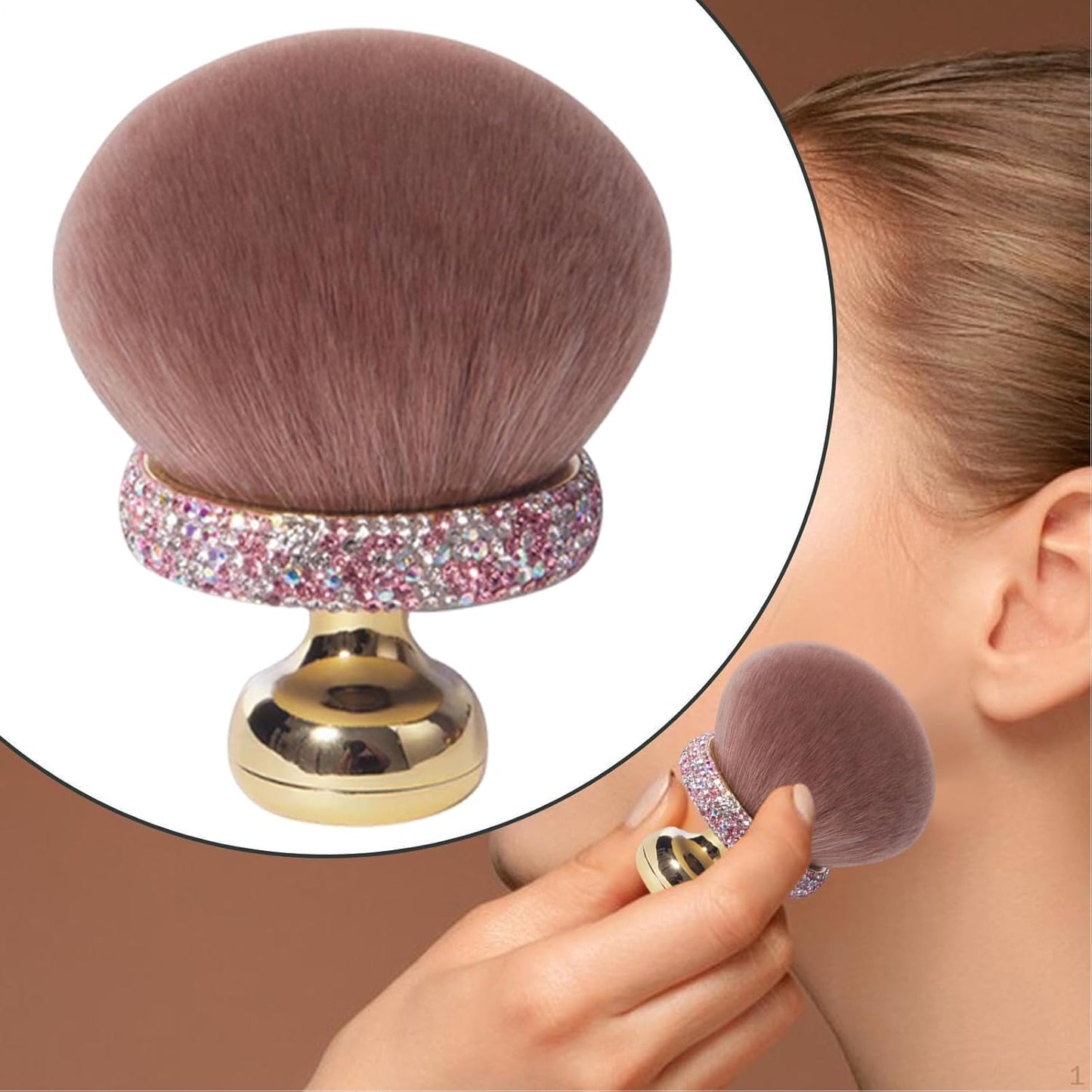 Mushroom Makeup Brush, Women Girls Loose Powder Blush Brush, 3.78 Inch Adorable Compact Smooth Concealer Applicator, Travel Accessories for Mom and Daughter