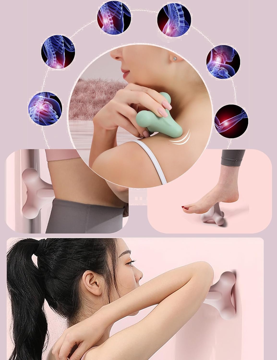 Wayfurr 5-in-1 High-Density Foam Roller for Muscle Relief - Massage Roller Stick for Back Pain, Legs, Sports Recovery & Yoga - 13x5x5 Inch Rouleau de Massage Therapeutic Roller (Purple)