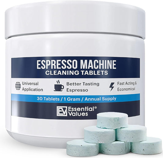 Essential Values Espresso Machine Cleaning Tablets compatible with Breville, Jura, Miele, 30 Count