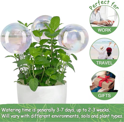 2pcs Plant Watering Bulbs,Decorative Glass Self Watering Planter Insert Devices, Efficient Self-Watering Globes for Indoor & Outdoor Plants (H9 x D2.8, Circle)