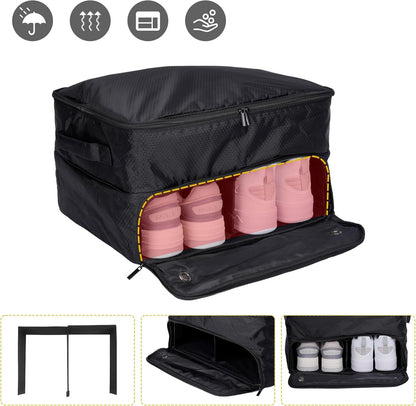 2 Layer Trunk Organizer, Waterproof Golf Locker With Separate Ventilated Compartment for 2 Pair Shoes, Durable Storage for Balls, Tees, Clothes, Gloves, Accessories, Golf Gifts