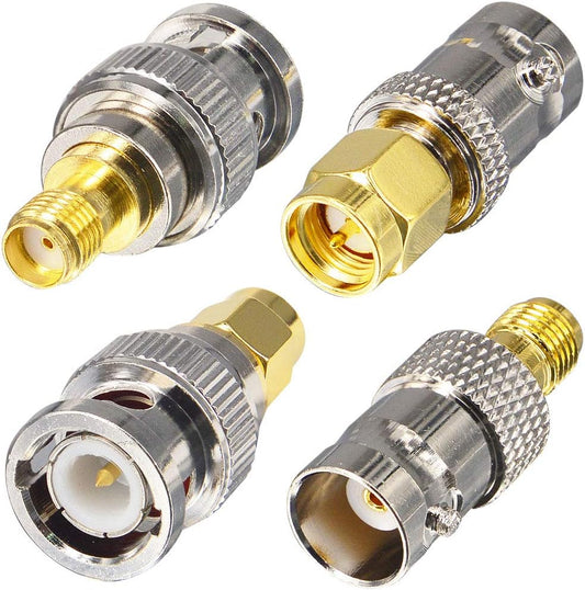 YILIANDUO 4 Pieces BNC RF Adapter Kit SMA Male/Female to BNC Male/Female Adapter for SDR Ham Radio Handheld Bidirectional Electronic CCTV Cameras Scanner
