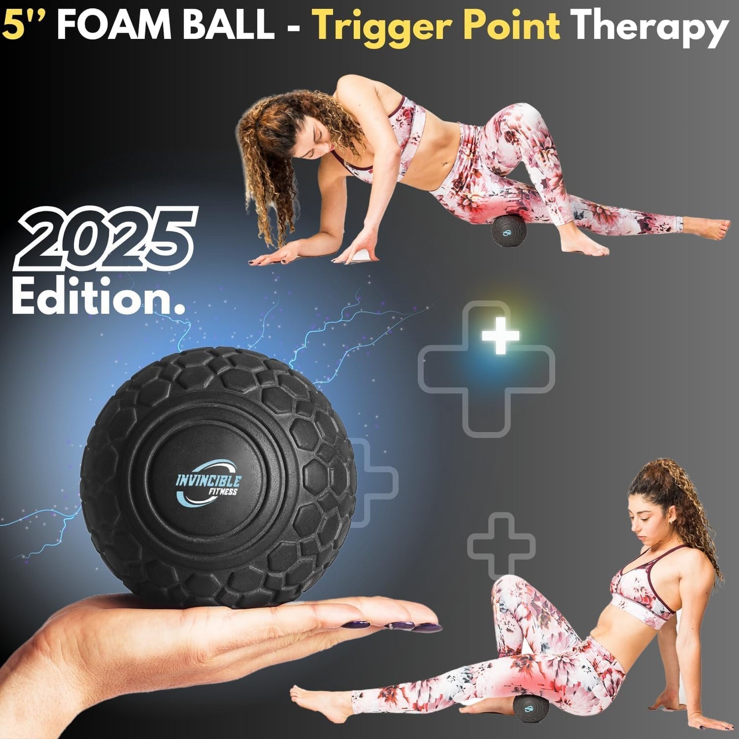 Deep Tissue Massage Ball Set - Includes 5" Foam Roller Mobility Ball, Double Peanut Lacrosse Ball, Spiky Balls for Trigger Point Therapy, Self Myofascial Release, Foot Reflexology, Plantar Fasciitis