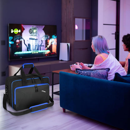 Carrying Case Compatible with PS5 Pro/PS5/PS4/PS4 Slim, Travel Storage Bag Fits for PlayStation 5/Digital Edition Console/PSP Handheld, Controllers, Game Discs & Accessories