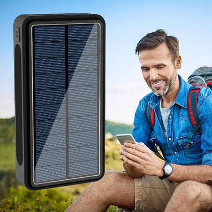 Portable Solar Bank - 20000mAh Solar Charger with LED Light | Waterproof Battery Pack Supports 4 Devices | for Camping, Hiking, Commuting and Outdoor Adventures