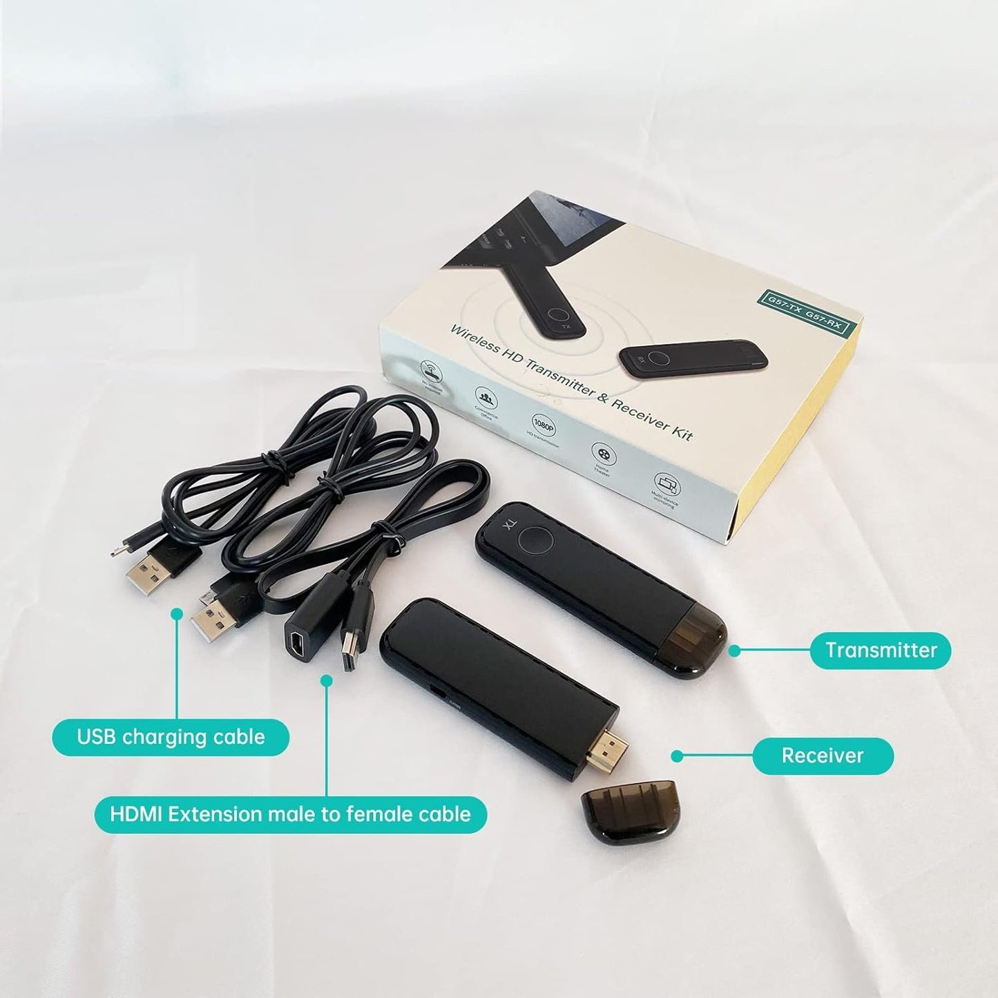 MT-VIKI Wireless HDMI Transmitter and Receiver, 100ft Full HD 1080p Extender HDMI Adapter, Support 2.4/5GHz for Ultra HD Streaming Video/Audio from Laptop,PC to HDTV/Projector