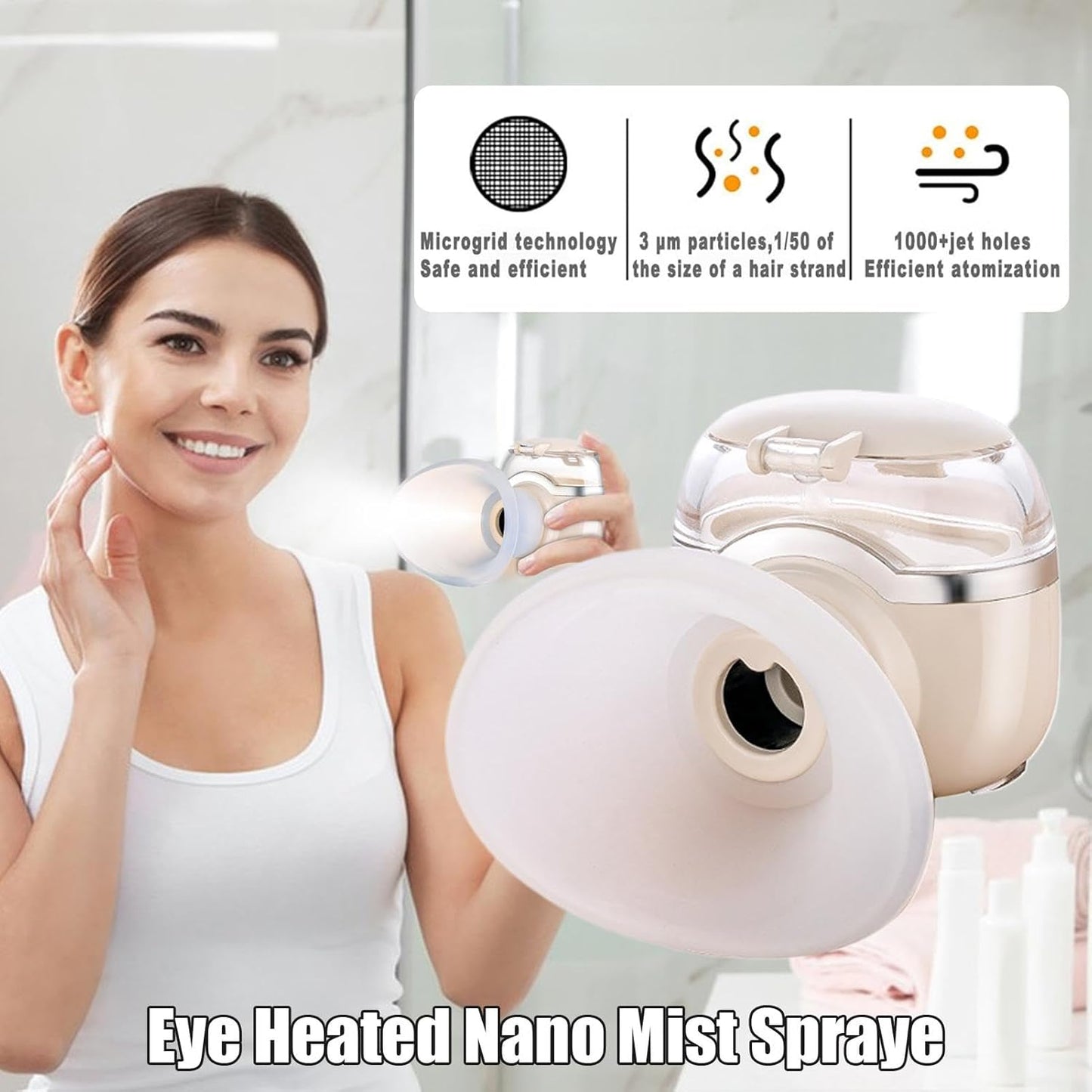 Portatile Eye Mister, Eye Moisturizer Sprayer, Eye Skin Care Umidifier, Compact Eye Misting Umidificatore, Heated Eye Moisturizer Sprayer, 2.01x1.69x1.97 Inches Portable Eye Umidifier for Skincare