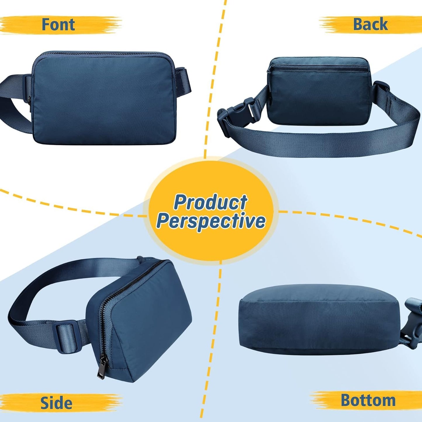 ZOMAKE Fanny Pack, Slim Belt Bag Water Resistant Waist for Travel Hiking Running Cycling Outdoor Sports
