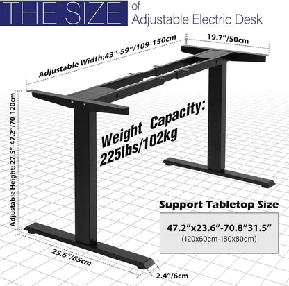 TOPSKY Dual Motor Electric Adjustable Standing Computer Desk for Home and Office (White)